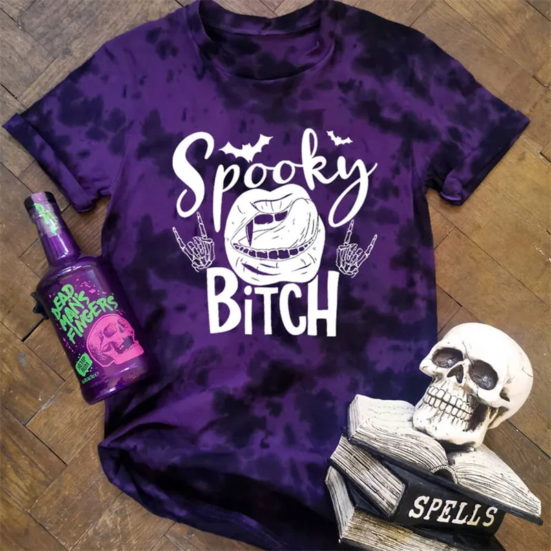 Spooky Bitch Round Neck Short Sleeve T-shirt sold by GTHIC product image thumbnail 4