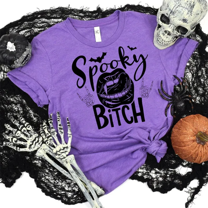 Spooky Bitch Round Neck Short Sleeve T-shirt sold by GTHIC product image thumbnail 3