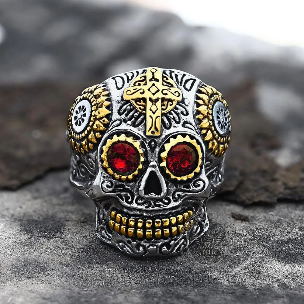 Kapala Stainless Steel Sugar Skull Ring sold by GTHIC