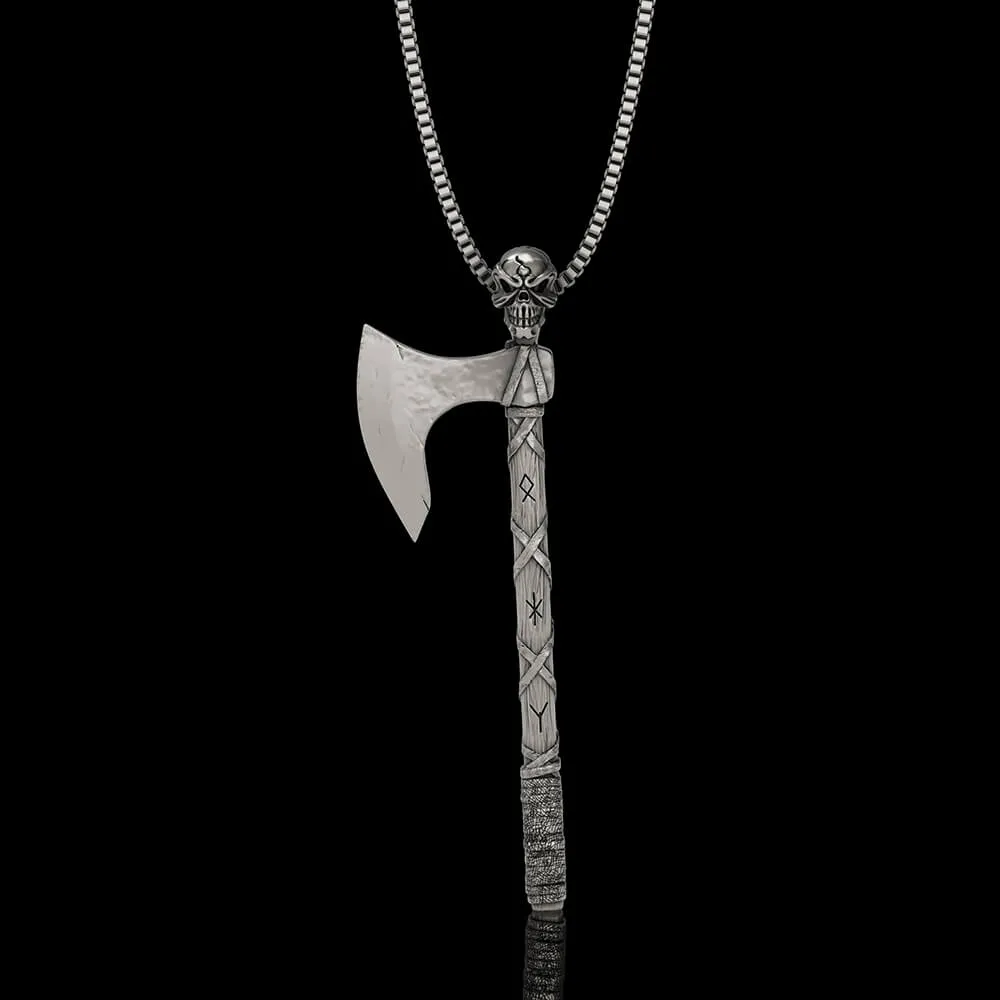 Viking Gorehowl Tomahawk Sterling Silver Skull Pendant sold by GTHIC product image thumbnail 3