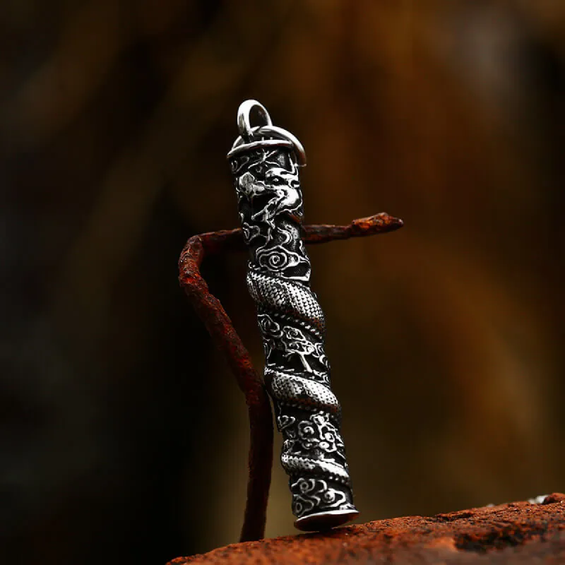 Auspicious Dragon Column Stainless Steel Pendant sold by GTHIC