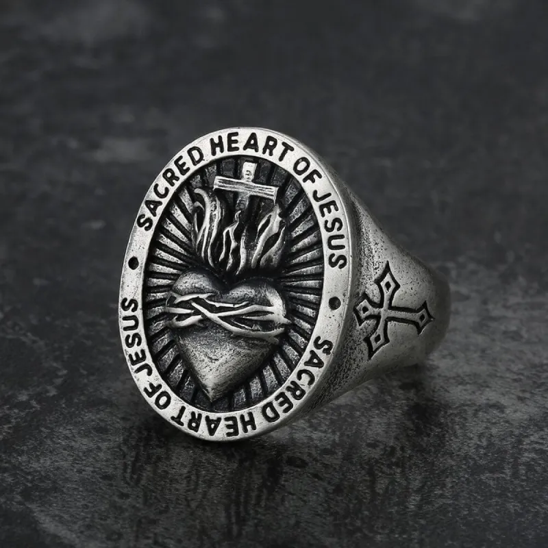 Sacred Heart of Jesus Sterling Sliver Ring sold by GTHIC