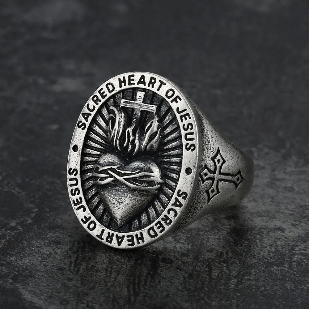 Sacred Heart of Jesus Sterling Sliver Ring sold by GTHIC