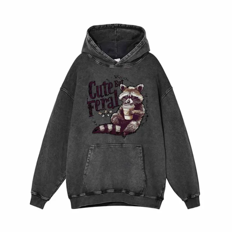 Cute But Feral Raccoon Vintage Washed Hoodie Sweatshirt sold by GTHIC