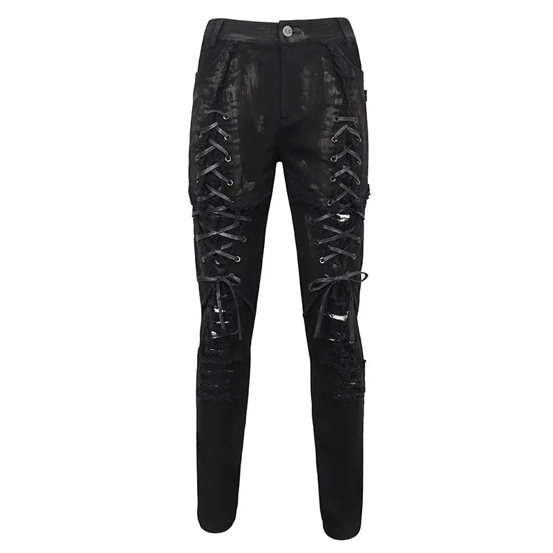 Punk Lace Up Ripped Men's Pants sold by GTHIC product image thumbnail 3