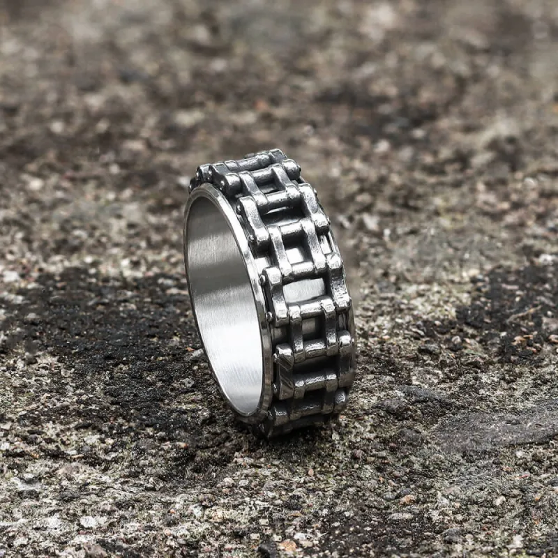 Vintage Motorcycle Chain Stainless Steel Spinner Ring sold by GTHIC