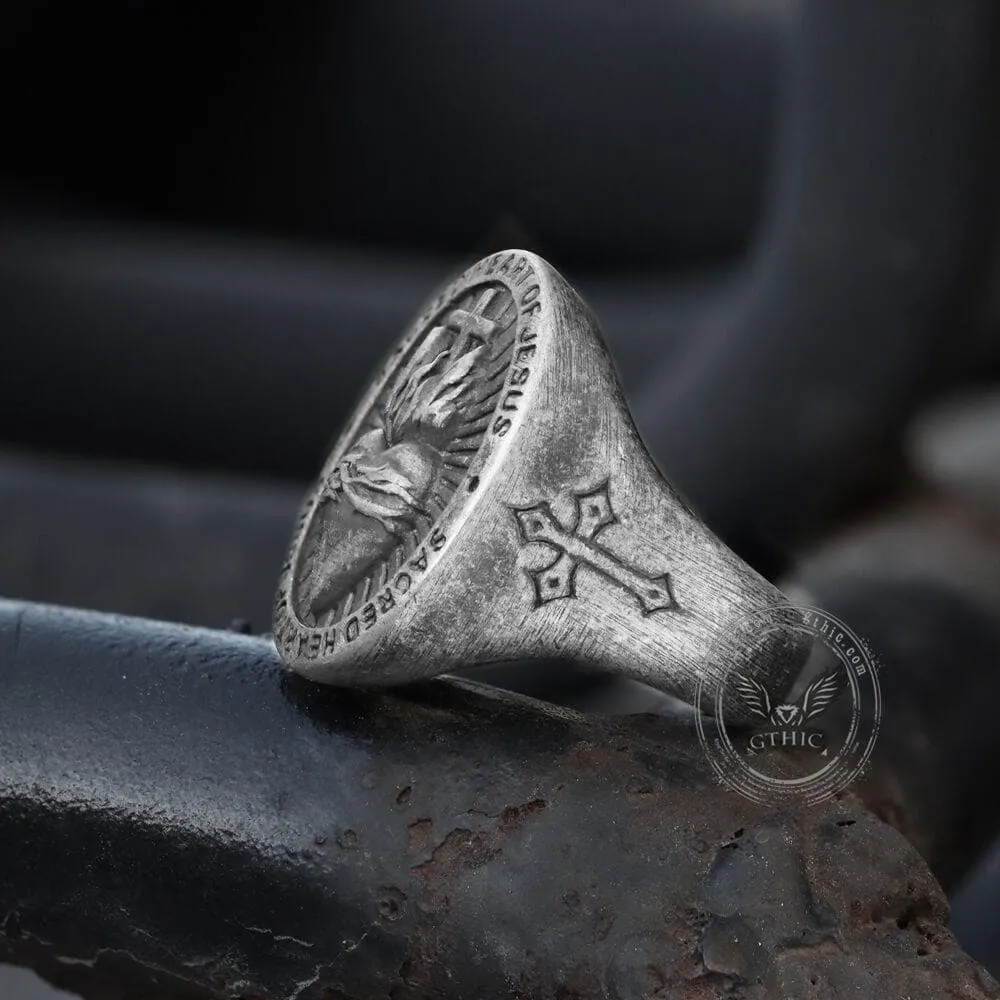 Sacred Heart of Jesus Stainless Steel Ring sold by GTHIC product image thumbnail 2