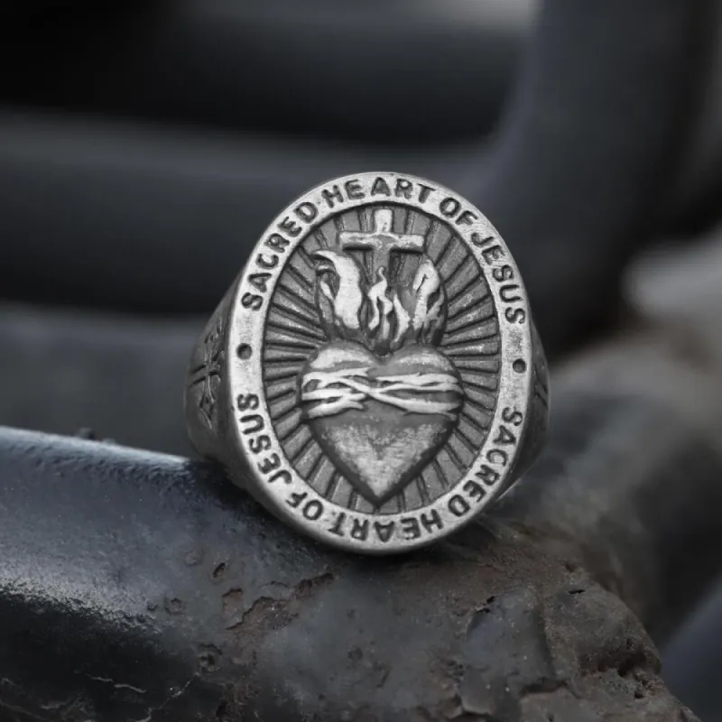 Sacred Heart of Jesus Stainless Steel Ring sold by GTHIC
