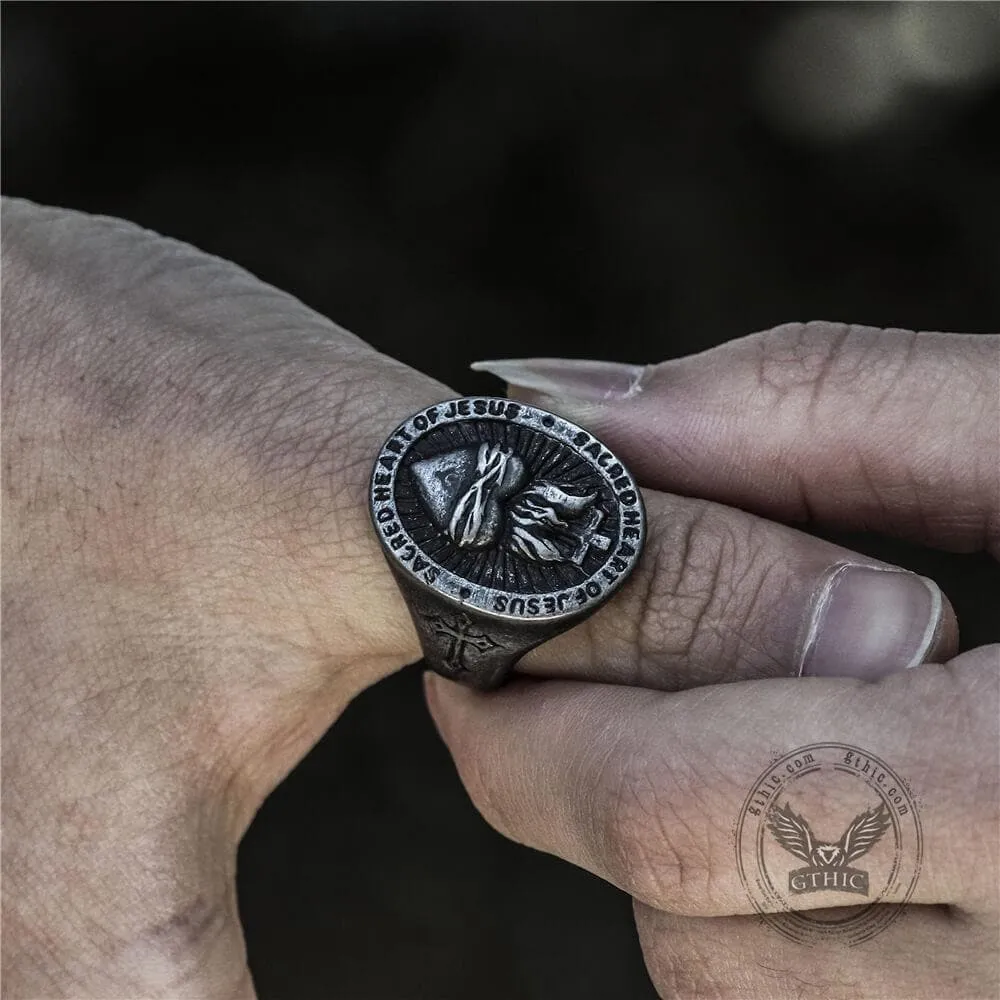 Sacred Heart of Jesus Stainless Steel Ring sold by GTHIC product image thumbnail 4