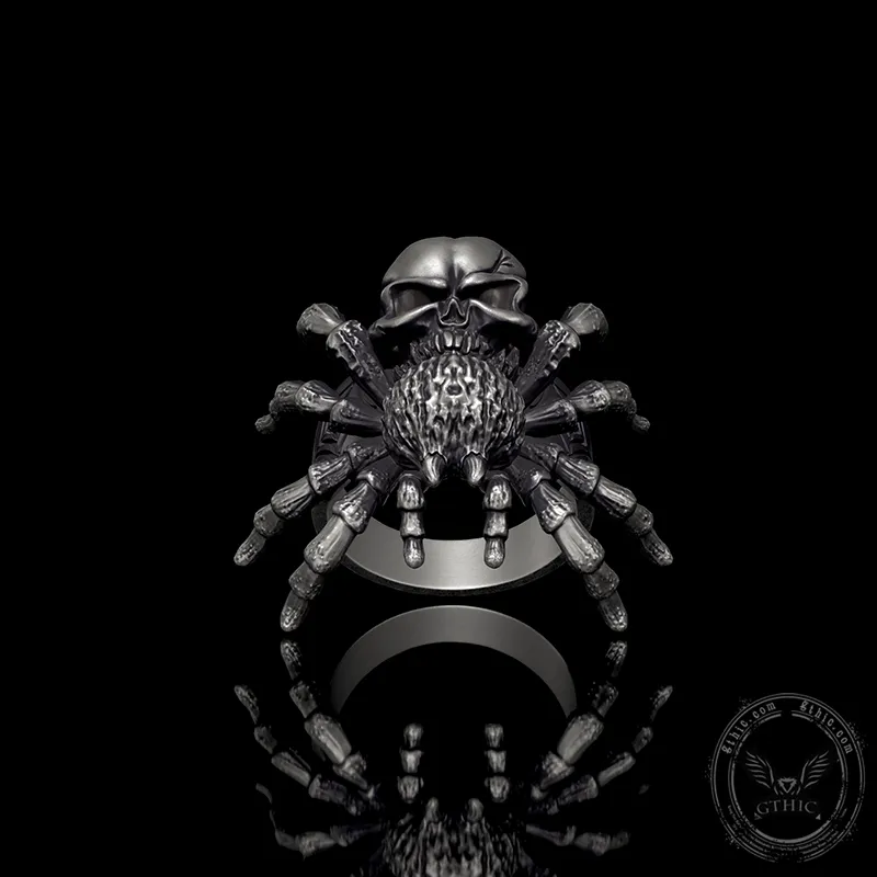 Skull Head Spider Sterling Silver Biker Ring sold by GTHIC product image thumbnail 2