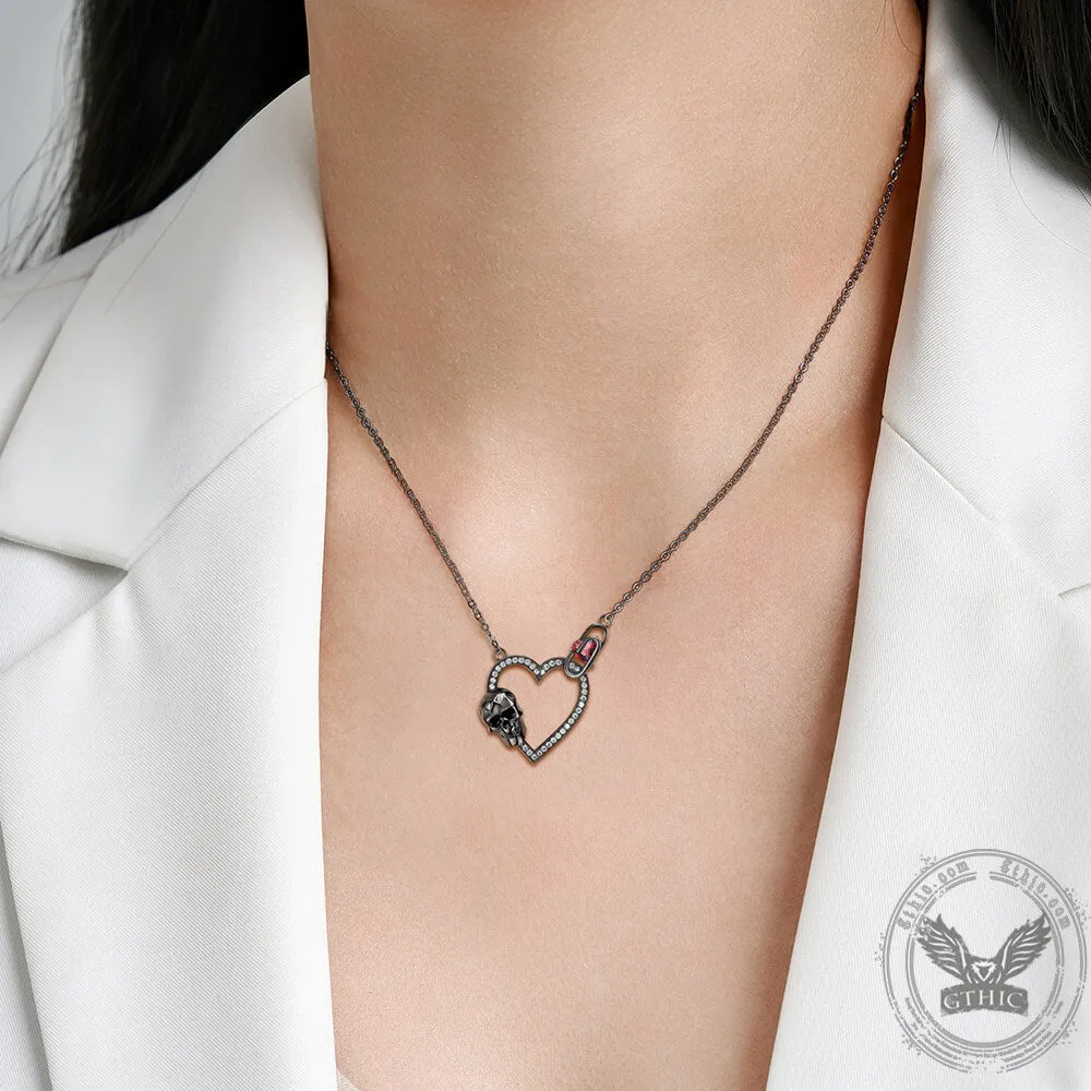 Gothic Black Skull Heart Sterling Silver Necklace sold by GTHIC product image thumbnail 2