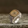 Custom Viking Symbols Sterling Silver Inlaid Brass Ring sold by GTHIC
