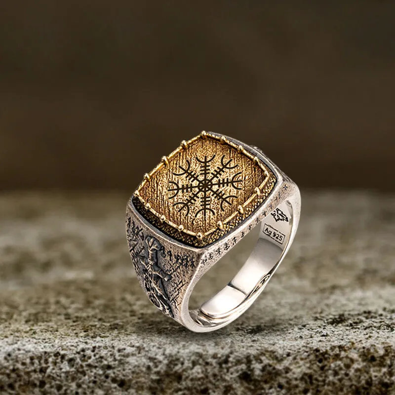 Custom Viking Symbols Sterling Silver Inlaid Brass Ring sold by GTHIC product image thumbnail 5