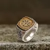 Custom Viking Symbols Sterling Silver Inlaid Brass Ring sold by GTHIC