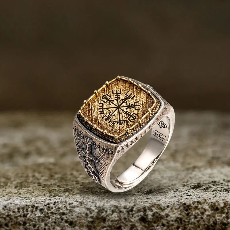 Custom Viking Symbols Sterling Silver Inlaid Brass Ring sold by GTHIC product image thumbnail 3