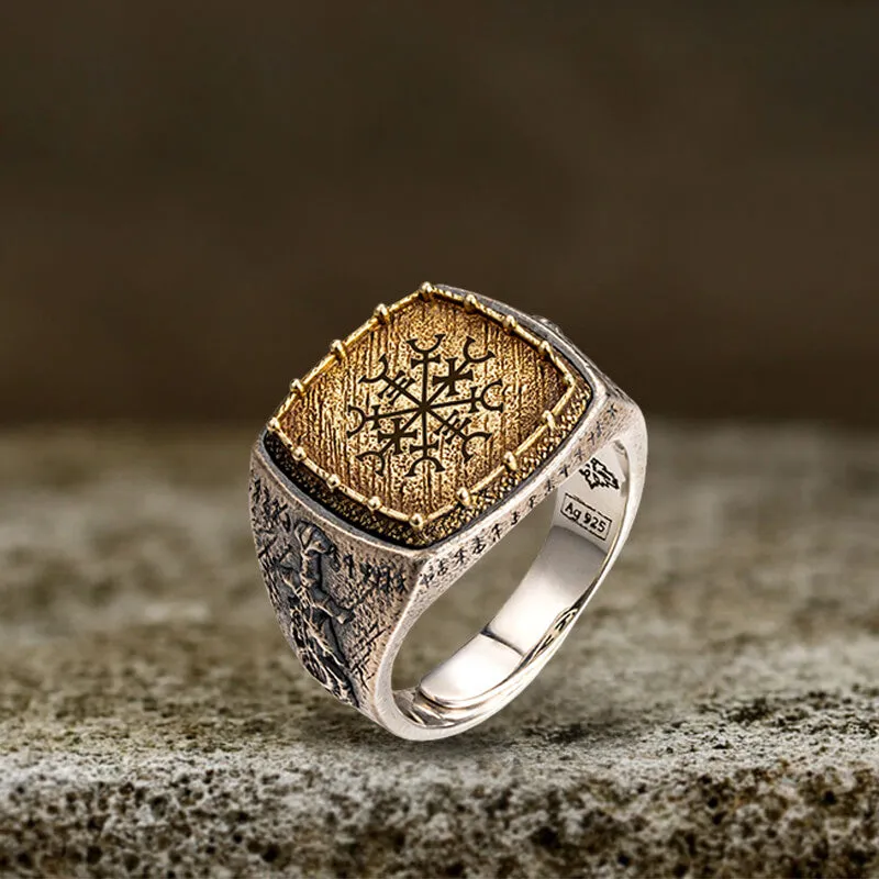 Custom Viking Symbols Sterling Silver Inlaid Brass Ring sold by GTHIC product image thumbnail 4