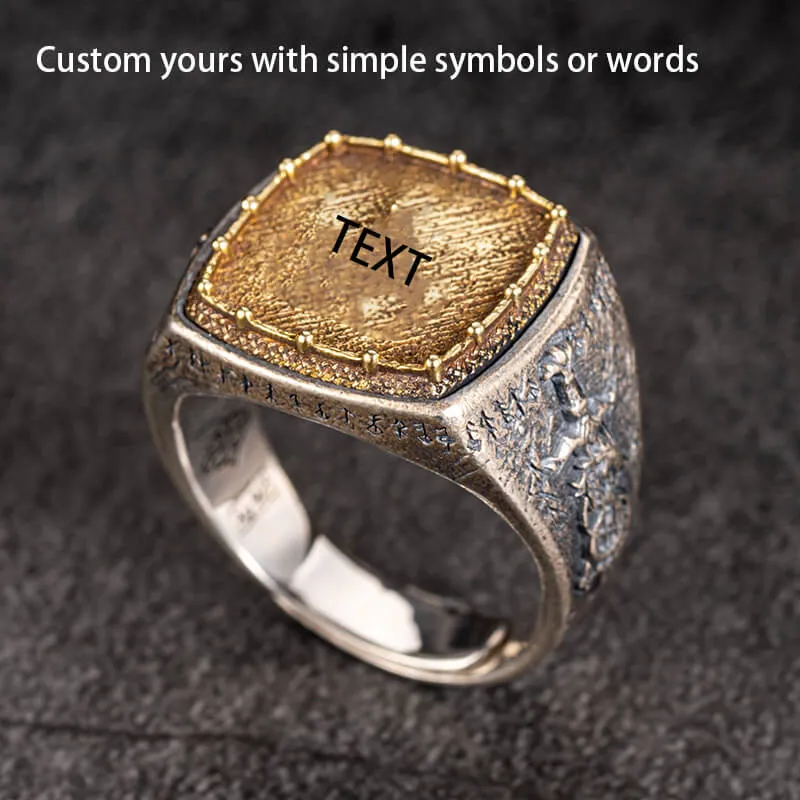 Custom Viking Symbols Sterling Silver Inlaid Brass Ring sold by GTHIC