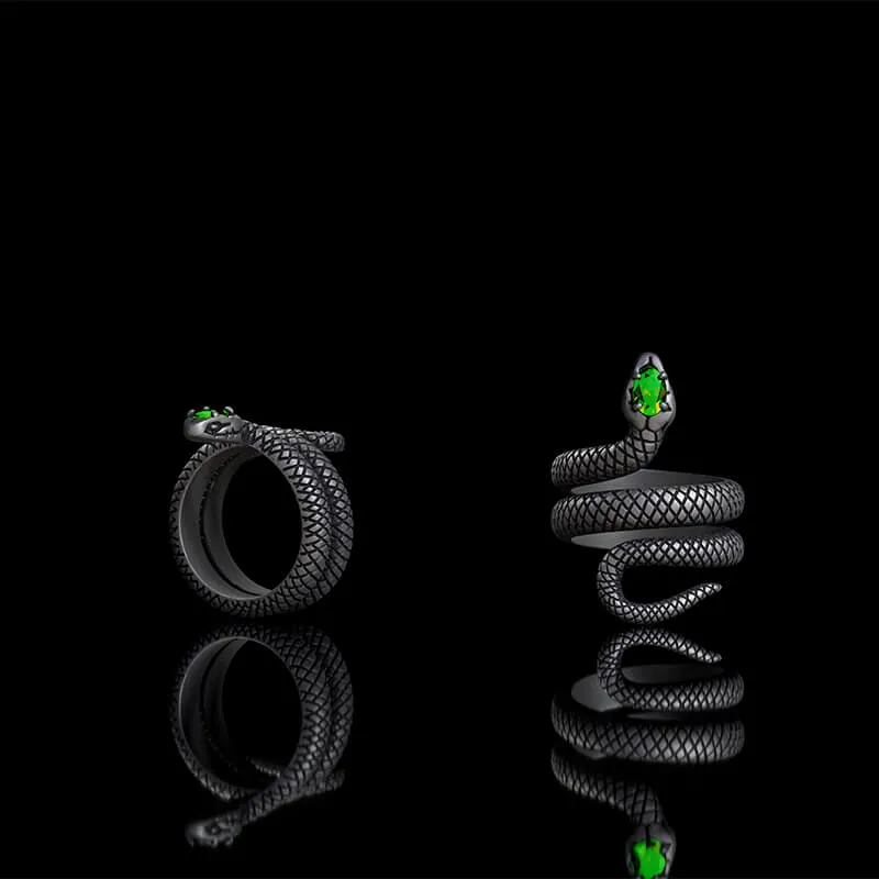 Zircon-set Coiled Snake Sterling Silver Ring sold by GTHIC product image thumbnail 3