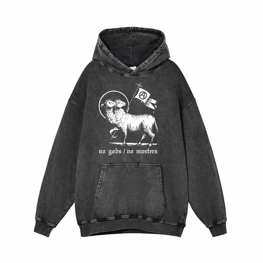 No Gods No Masters Vintage Washed Hoodie sold by GTHIC