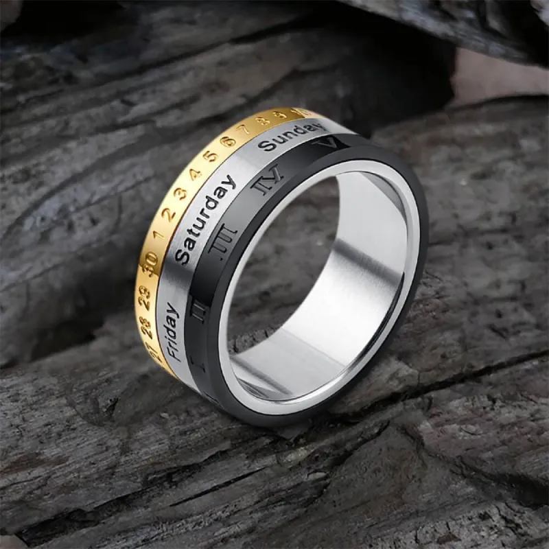 Calendar Stainless Steel Spinner Ring sold by GTHIC