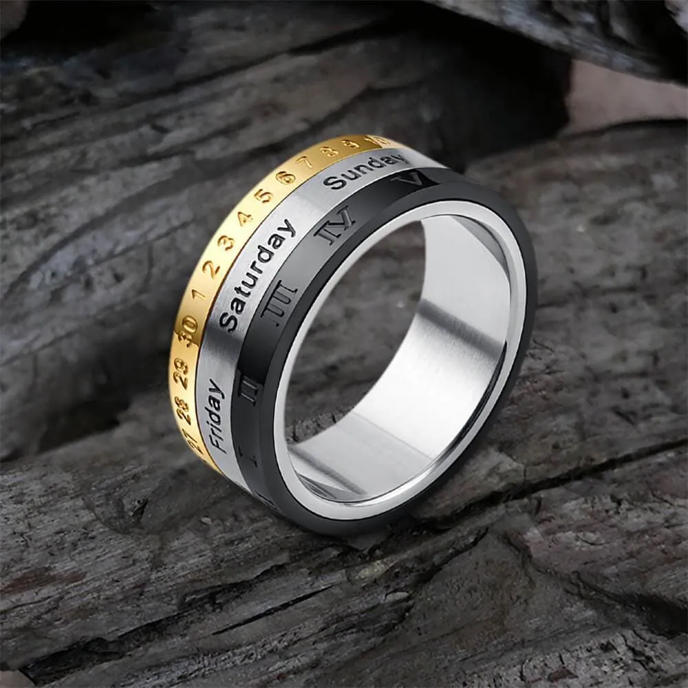 Calendar Stainless Steel Spinner Ring sold by GTHIC