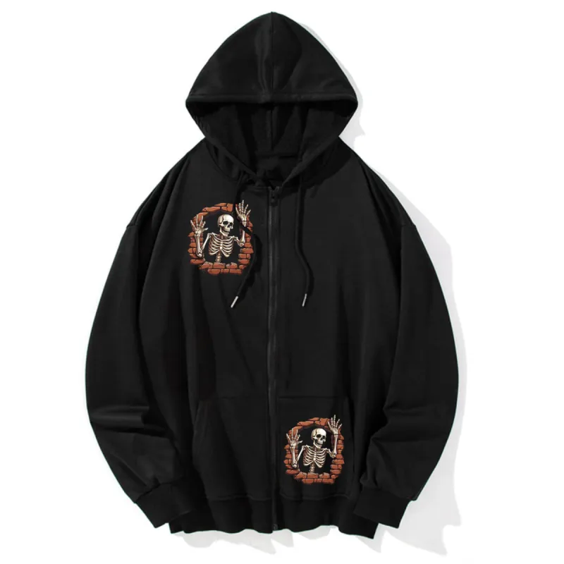 Skull In The Wall Print Gothic Hoodie Coat sold by GTHIC