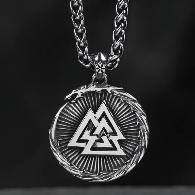 Valknut Stainless Steel Viking Dragon Pendant sold by GTHIC