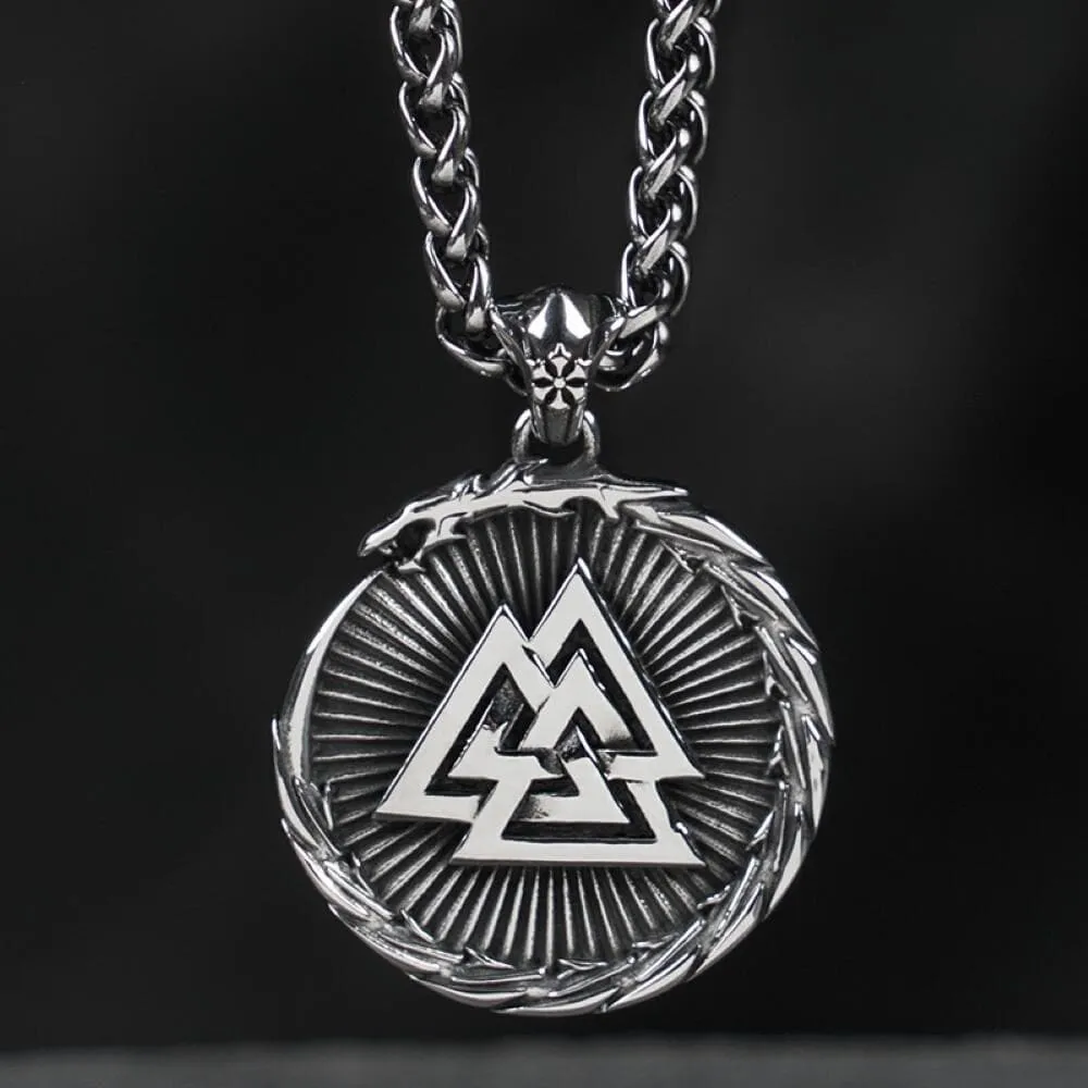 Valknut Stainless Steel Viking Dragon Pendant sold by GTHIC