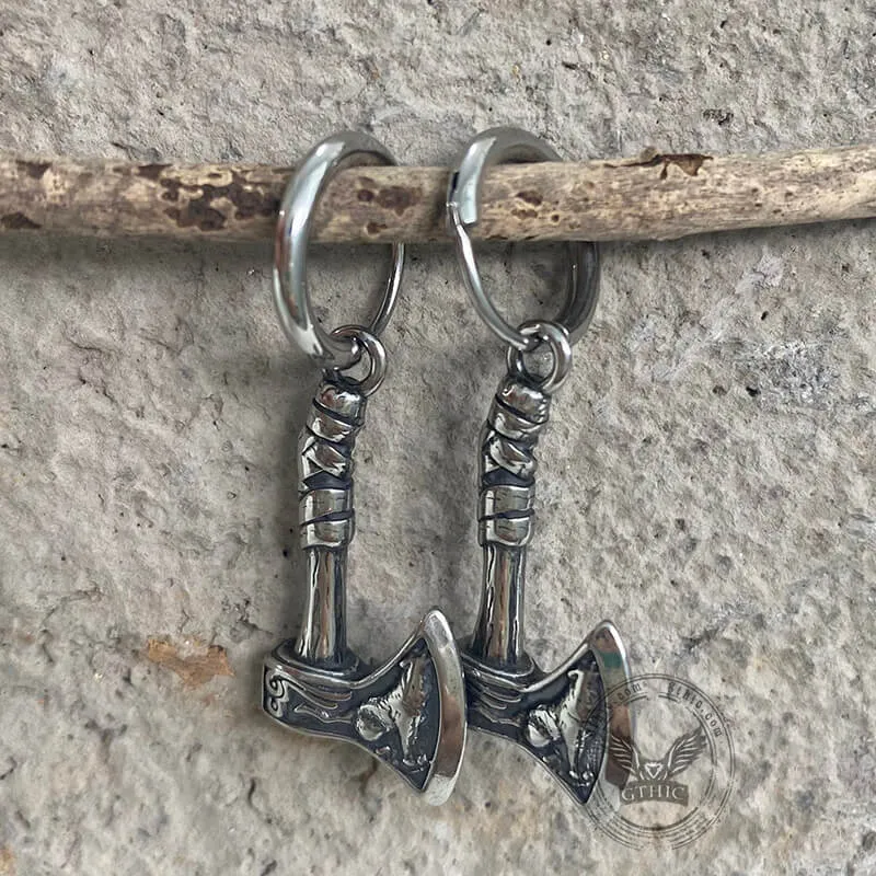 Viking Axe Wolf Stainless Steel Earrings sold by GTHIC product image thumbnail 4