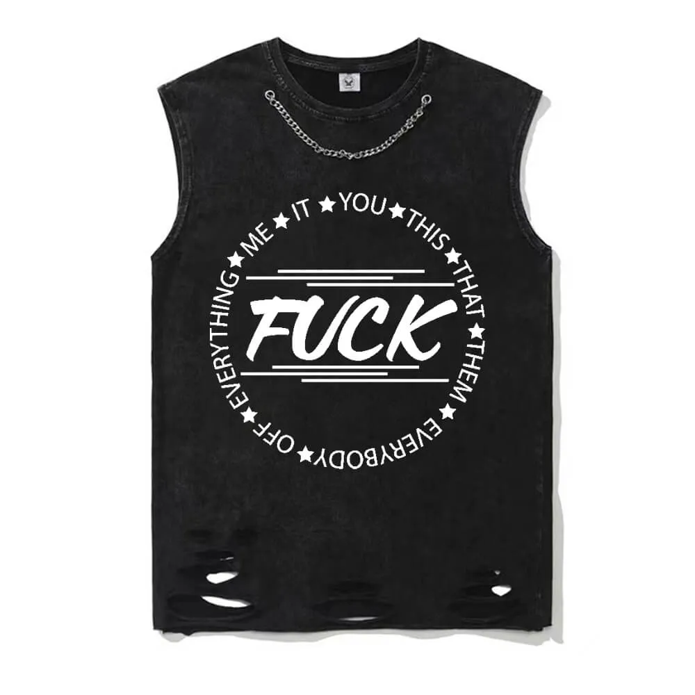 Fuck Everything Vintage Washed Vest Top sold by GTHIC