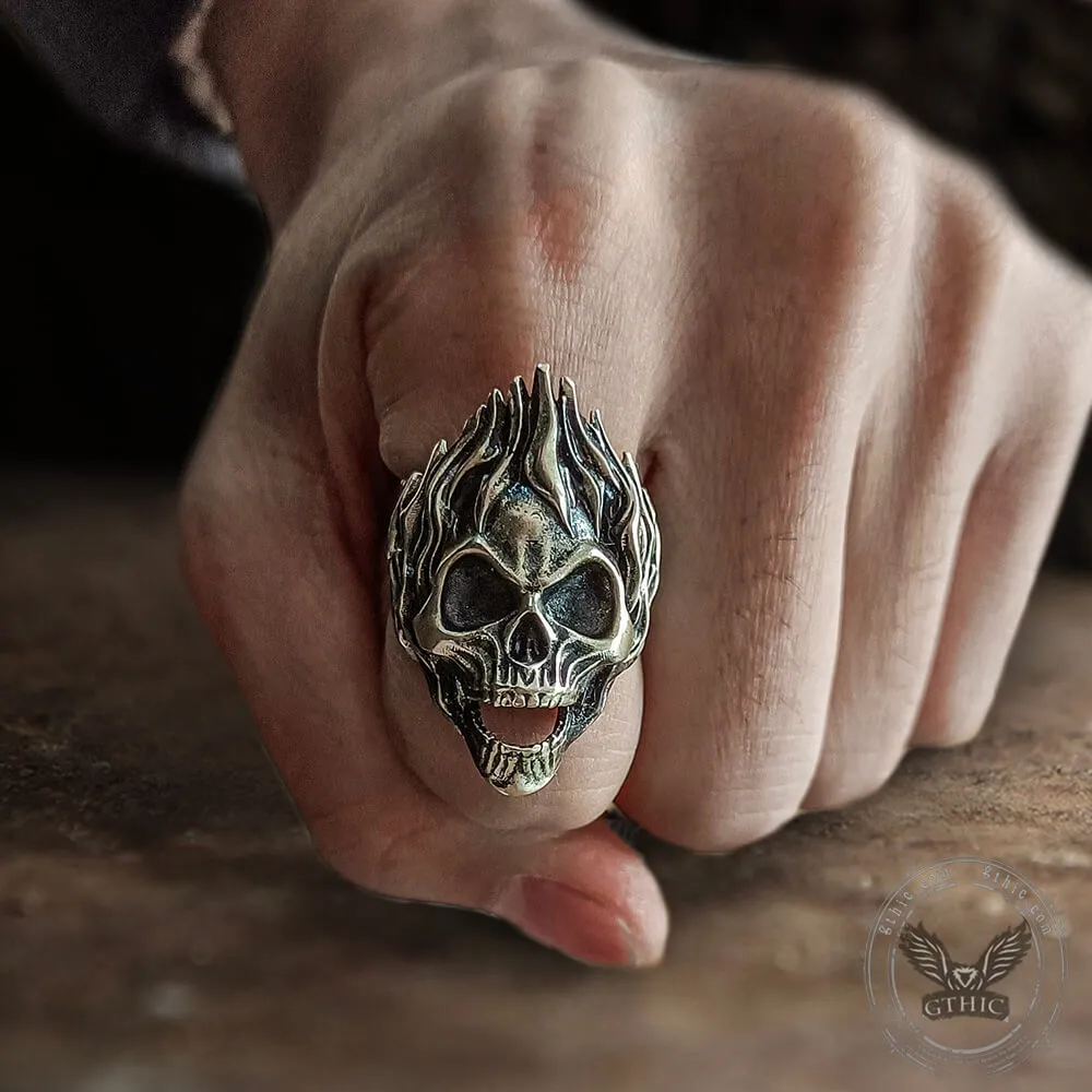 Skull on Fire Sterling Silver Ring sold by GTHIC product image thumbnail 2