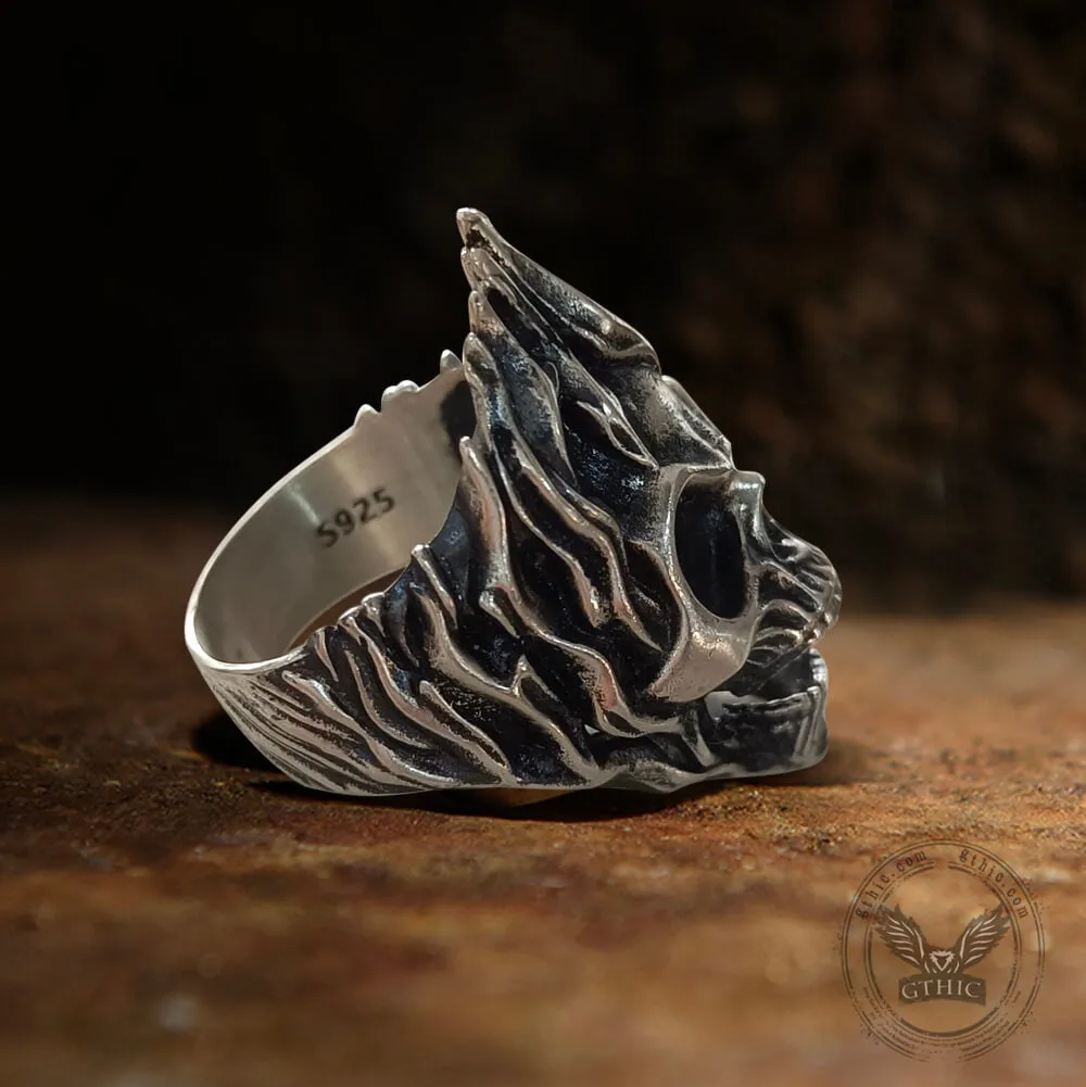 Skull on Fire Sterling Silver Ring sold by GTHIC product image thumbnail 3