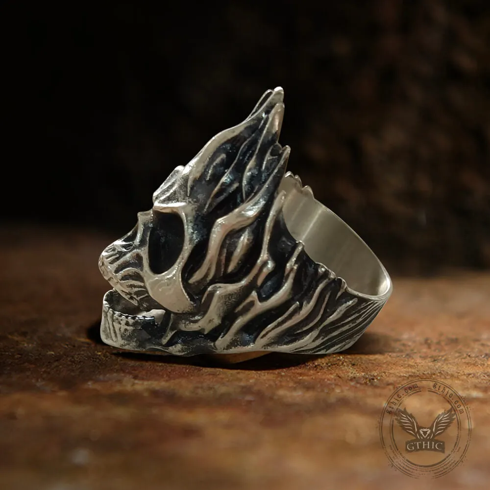 Skull on Fire Sterling Silver Ring sold by GTHIC product image thumbnail 4