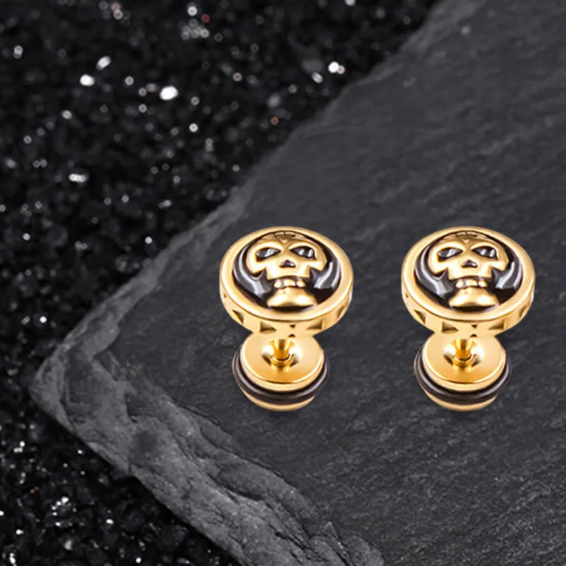 Round Skull Stainless Steel Stud Earrings sold by GTHIC product image thumbnail 4
