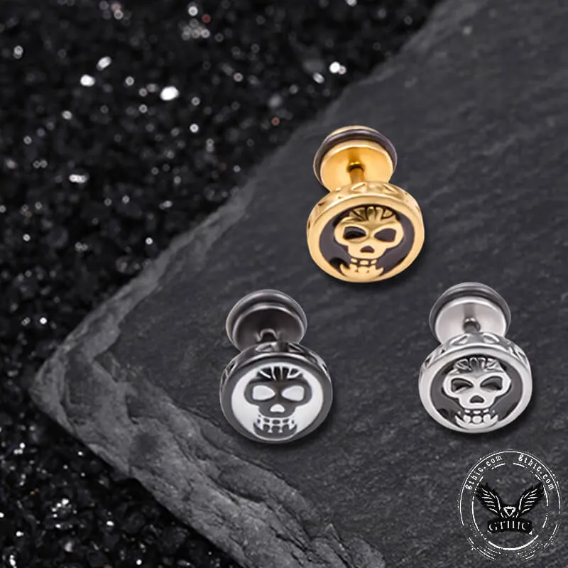 Round Skull Stainless Steel Stud Earrings sold by GTHIC