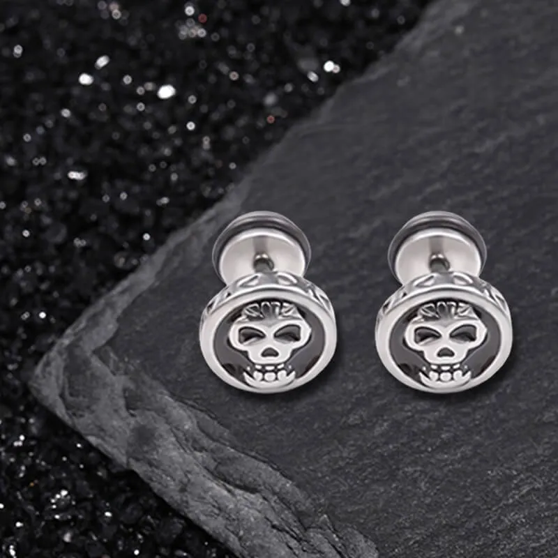 Round Skull Stainless Steel Stud Earrings sold by GTHIC product image thumbnail 3