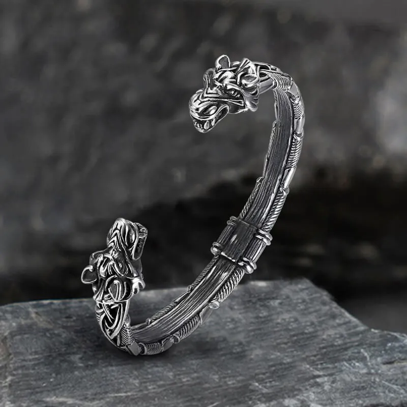 Wolf Torc Stainless Steel Viking Bracelet sold by GTHIC