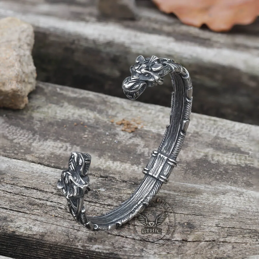 Wolf Torc Stainless Steel Viking Bracelet sold by GTHIC product image thumbnail 5