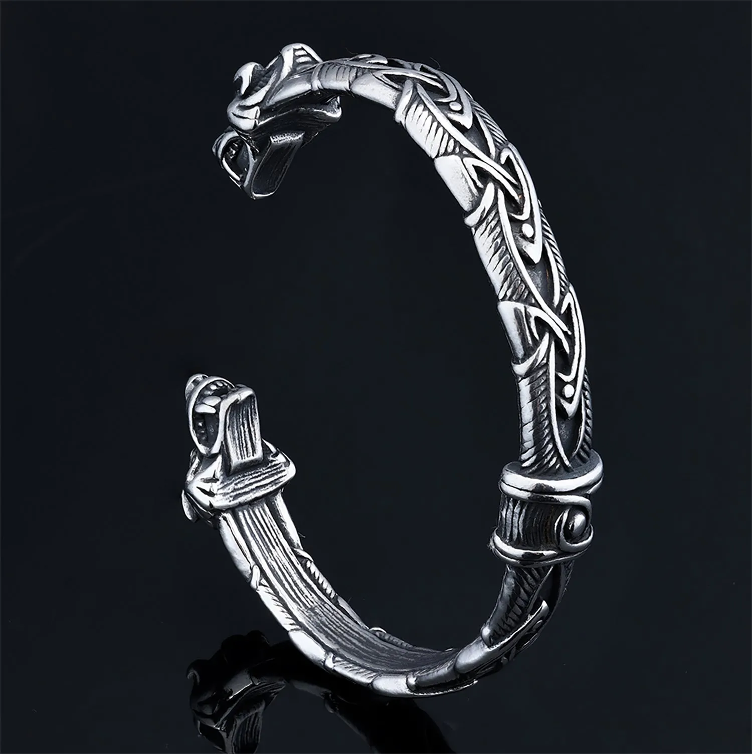 Wolf Torc Stainless Steel Viking Bracelet sold by GTHIC product image thumbnail 3