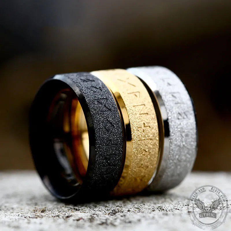 Viking Runes Stainless Steel Frosted Ring sold by GTHIC