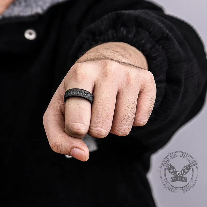 Viking Runes Stainless Steel Frosted Ring sold by GTHIC product image thumbnail 3