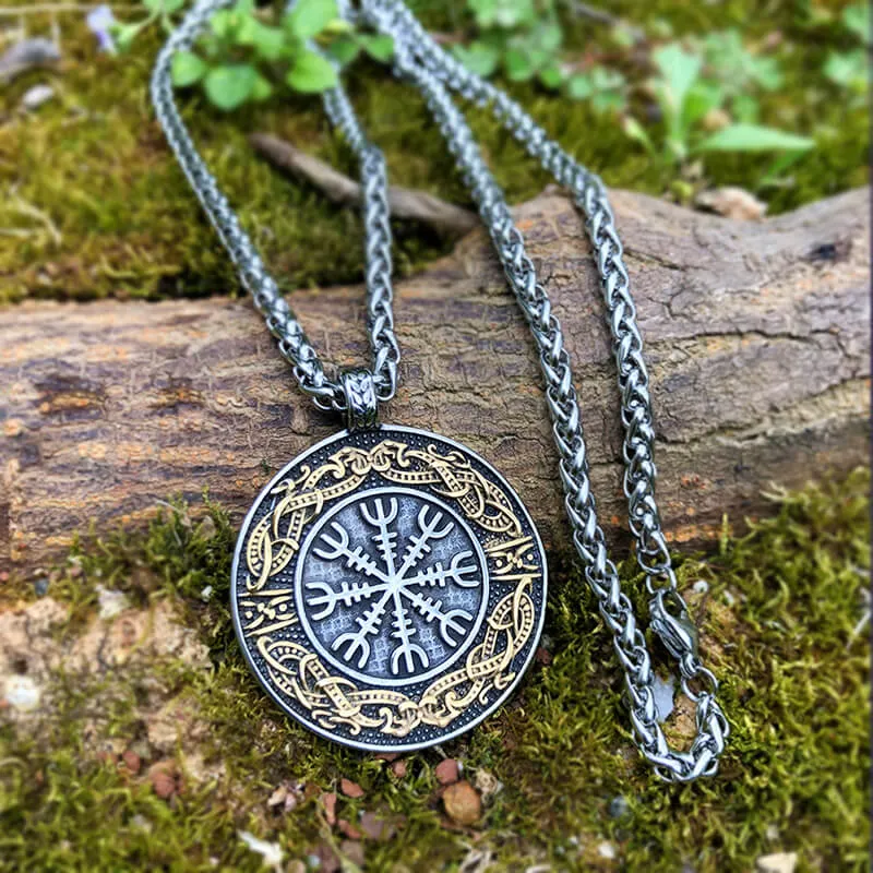 Aegishjalmr Dragon Stainless Steel Viking Pendant sold by GTHIC