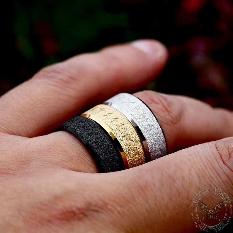 Viking Runes Stainless Steel Frosted Ring sold by GTHIC product image thumbnail 2
