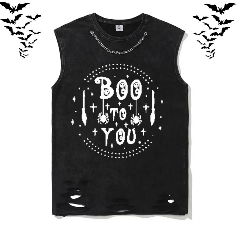 Boo To You Vintage Washed Vest Top sold by GTHIC