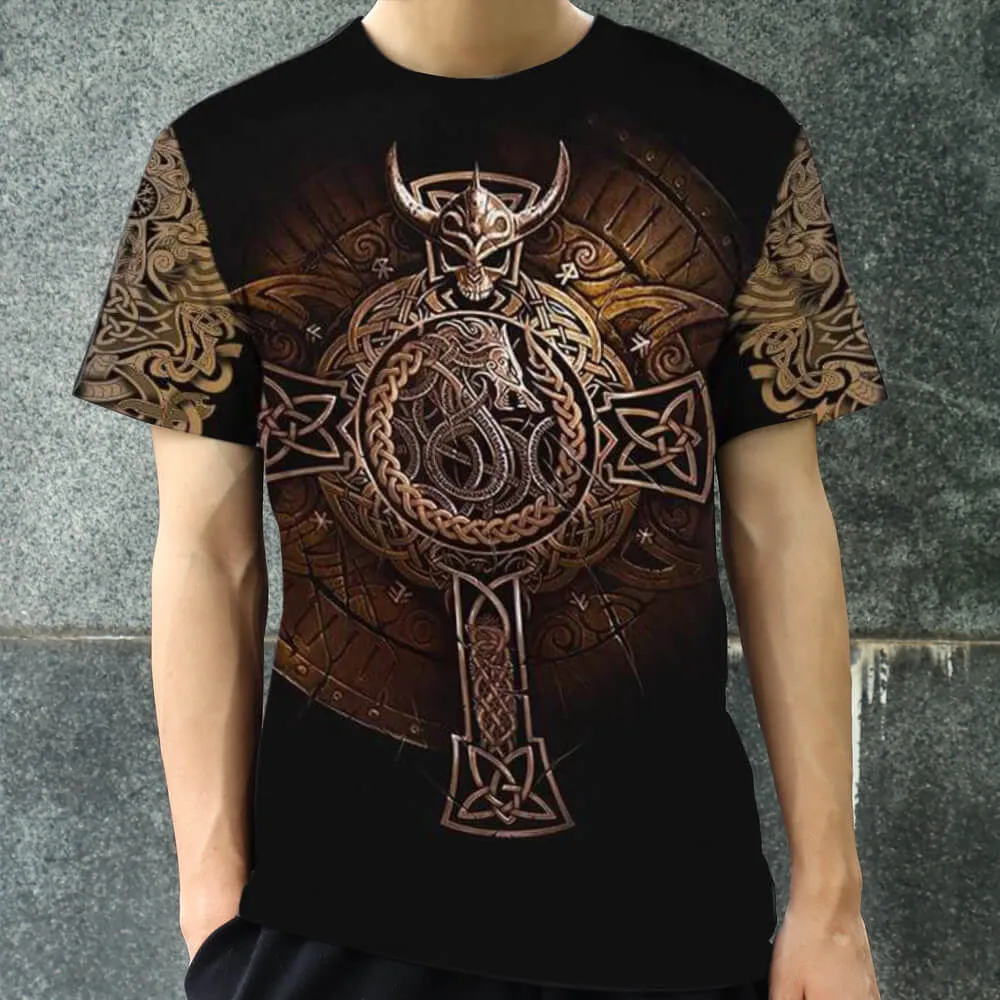 Celtic Knot Dragon Skull Polyester Viking T-shirt sold by GTHIC product image thumbnail 2