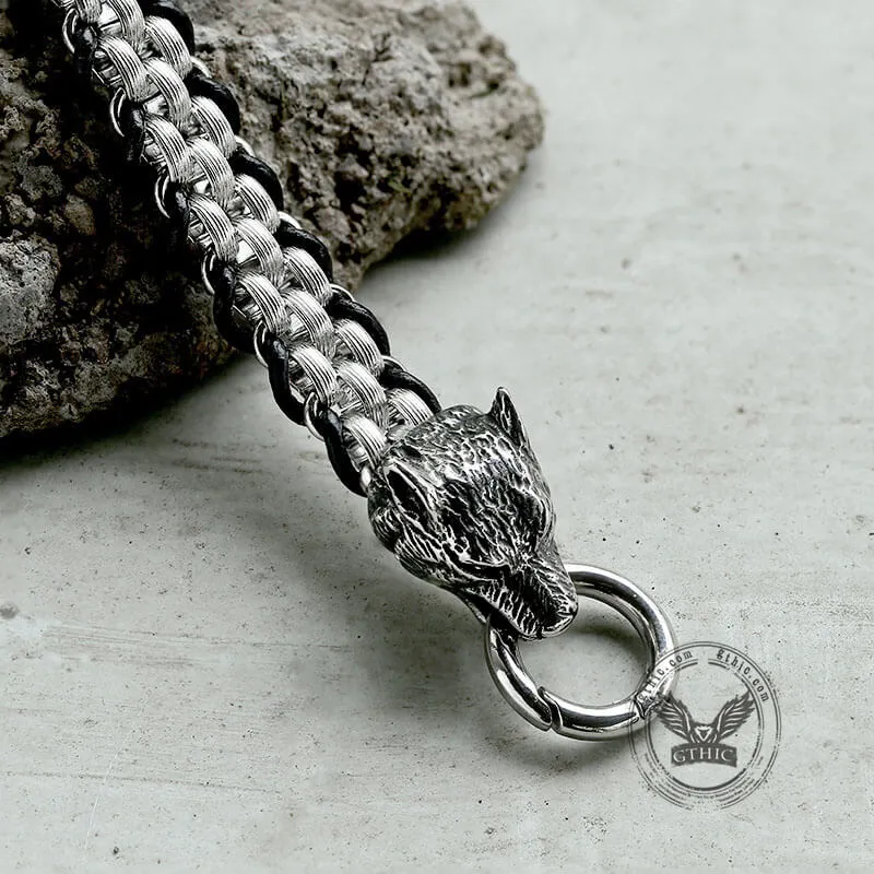 Double Wolf Head Buckle Stainless Steel Braided Bracelet sold by GTHIC product image thumbnail 4