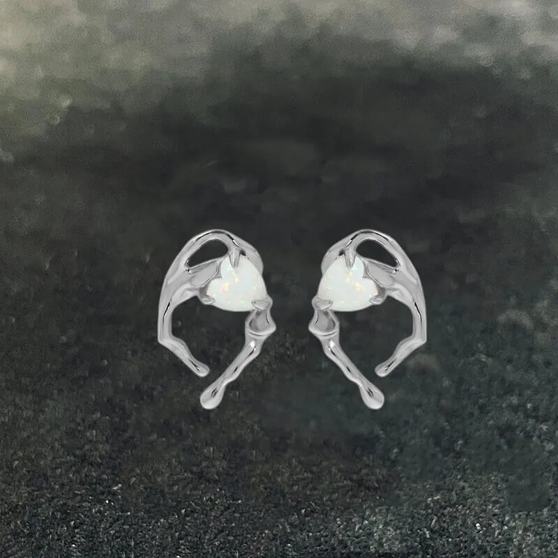 Heart-shaped Opal Irregular Design Sterling Silver Earrings sold by GTHIC