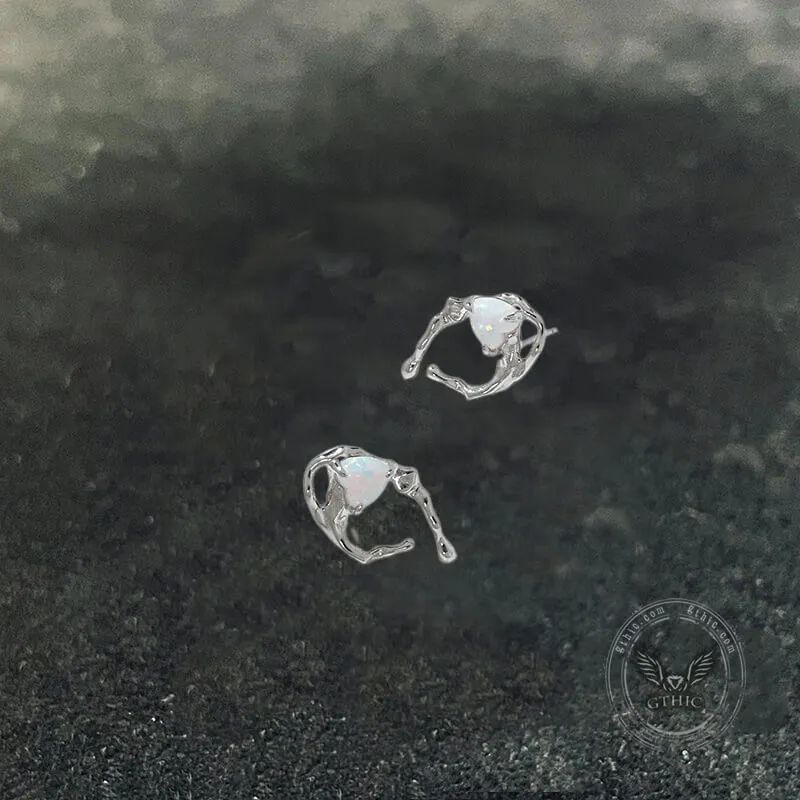 Heart-shaped Opal Irregular Design Sterling Silver Earrings sold by GTHIC product image thumbnail 3