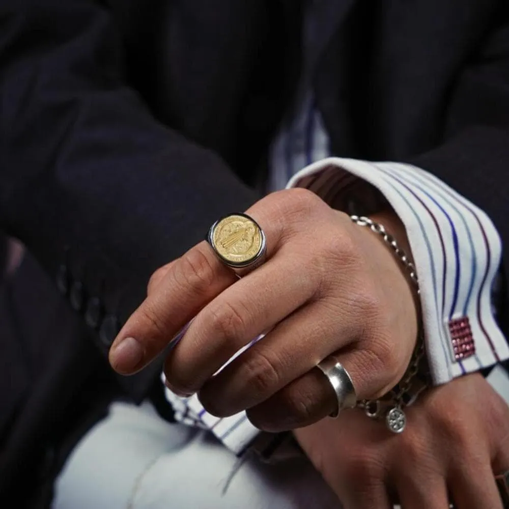 Saint Benedict Medal Stainless Steel Cross Ring sold by GTHIC product image thumbnail 3