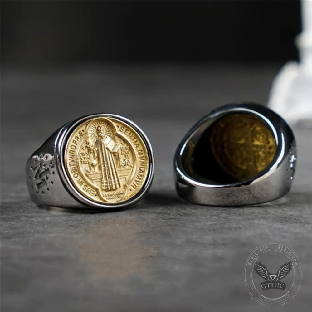 Saint Benedict Medal Stainless Steel Cross Ring sold by GTHIC product image thumbnail 5